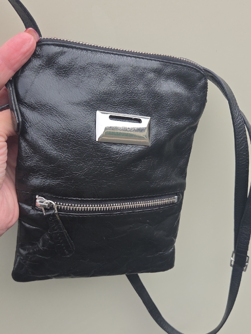 Latico Black crackle leather Small Crossbody Bag